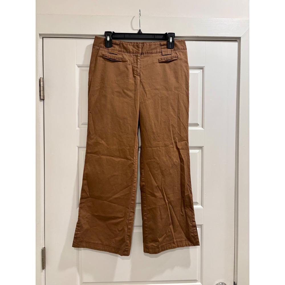 Peleterenses Brown Wide Leg Pick Stitch Trousers Pants Size 6